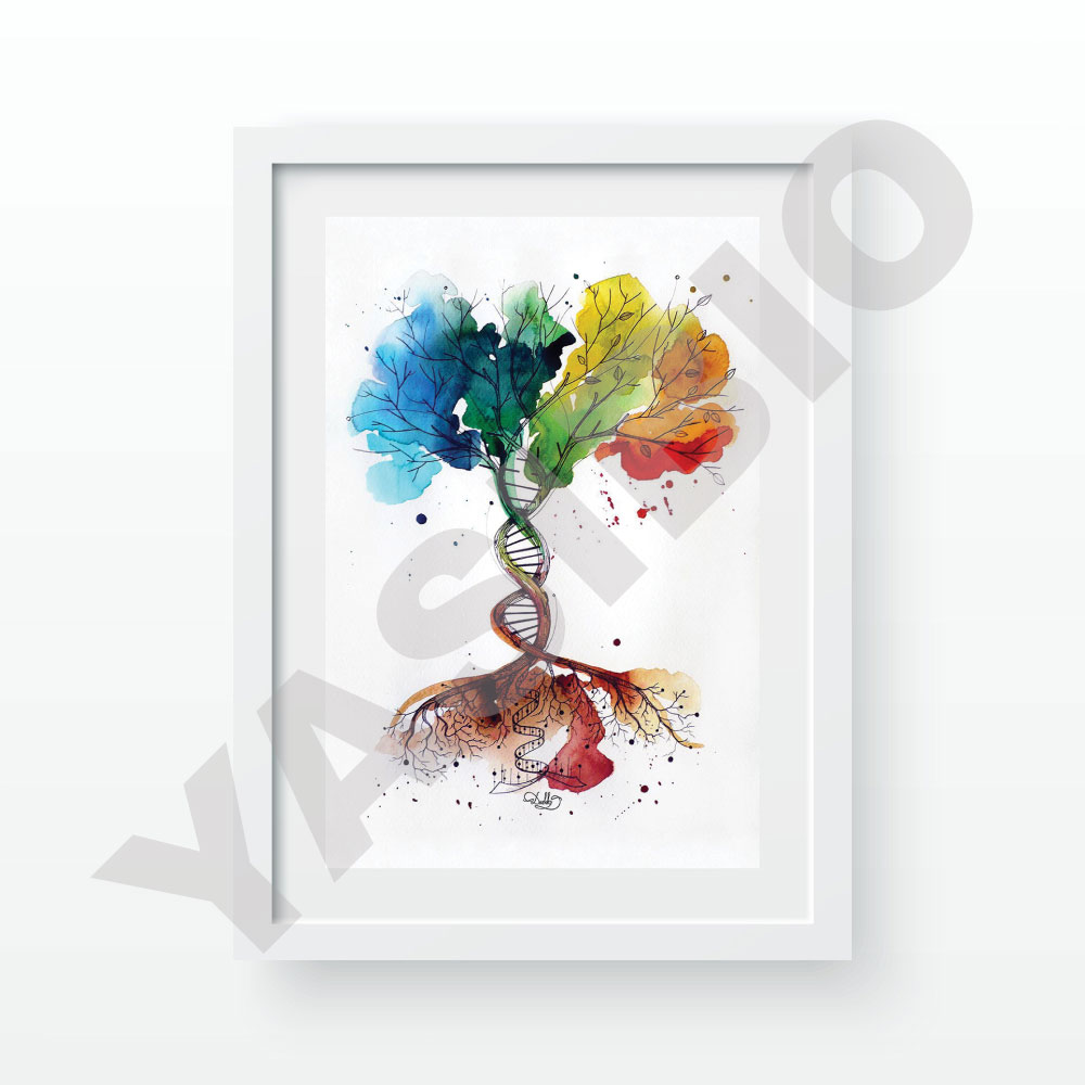 قاب عکس طرح آبرنگ DNA Tree - Image 3