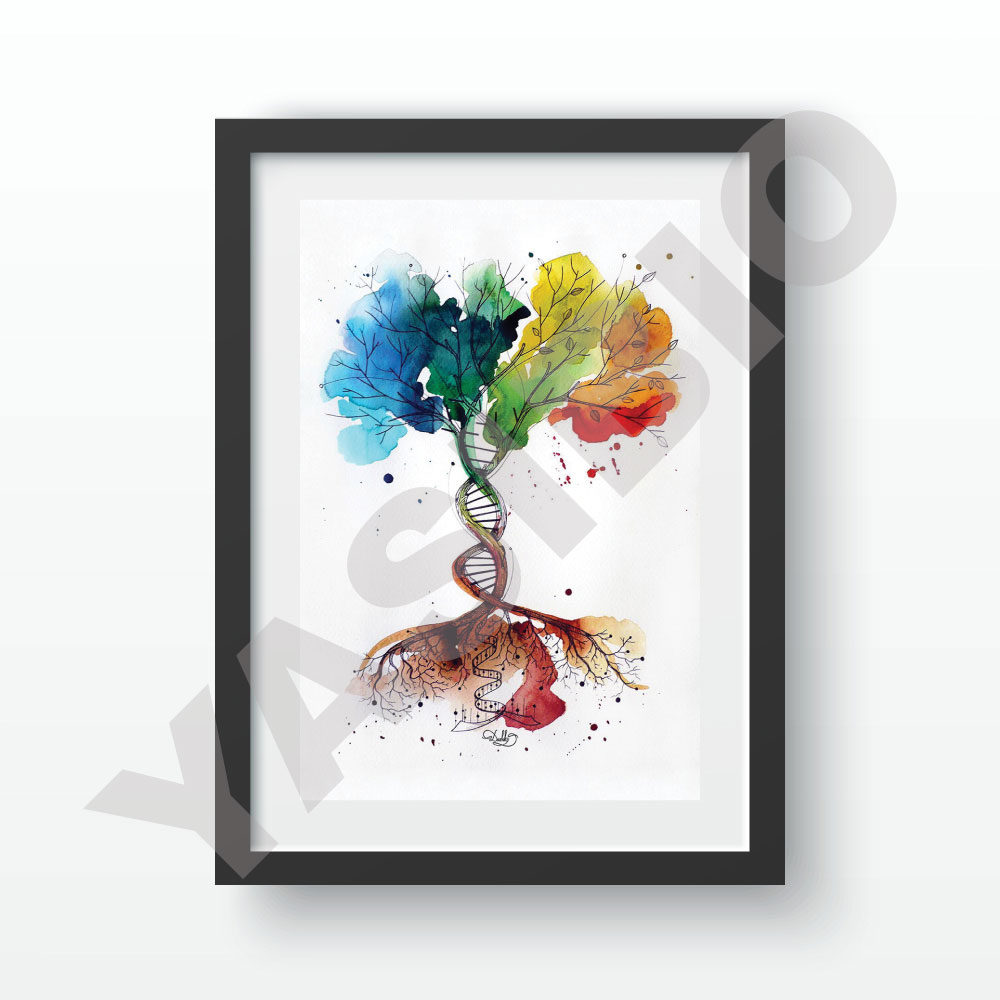 قاب عکس طرح آبرنگ DNA Tree - Image 2
